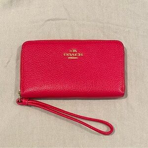 Coach Fuchsia Red/Pink Leather Wristlet